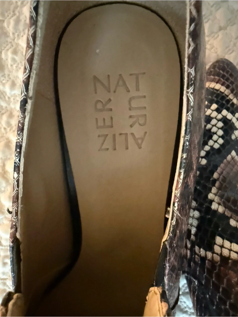 Naturalizer Brown Snake-Print Pointed Toe Booties